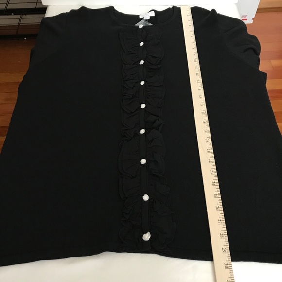 CHARTER CLUB Silk Cotton Cardigan Sweater Ruffle Black Women’s Plus Size 3X 2X - Picture 12 of 16